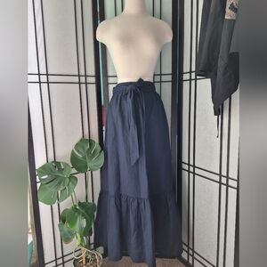 Ann Taylor Navy Linen Maxi Skirt
